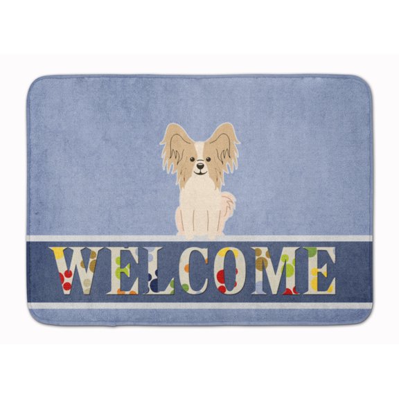 Papillon Sable White Welcome Machine Washable Memory Foam Mat