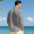 thumbnail image 5 of WMTBSRSW Men's Lightweight Long Sleeve Shirts with Chest Pocket Solid Lapel Button Down Shirts Casual Beach Vacation Outfits Gray 3X-Large, 5 of 7