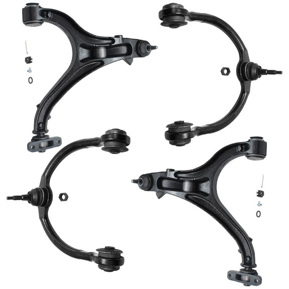 Detroit Axle - 4pc Front End Control Arms for 05-10 Jeep Commander Grand Cherokee, 4 Lower Upper Control Arms w/Ball Joint 2005 2006 2007 2008 2009 2010 Replacement