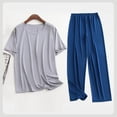 thumbnail image 2 of Mens Big and Tall Pajama Set Bamboo Viscose Soft Pijamas Sets for Men Loose Fit Short Sleeve Full Length Pants Pjs Sleepwear with Pockets Size L-5XL Khaki, 2 of 5