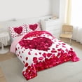 thumbnail image 3 of jejeloiu Romantic Rose Flowers Bedding Comforter Set,Happy Valentine'S Day Twin Comforter Sets,Cartoon Heart Loves Bedding Set For Girls,Super Cozy Room Decor Reversible,2pcs, 3 of 8