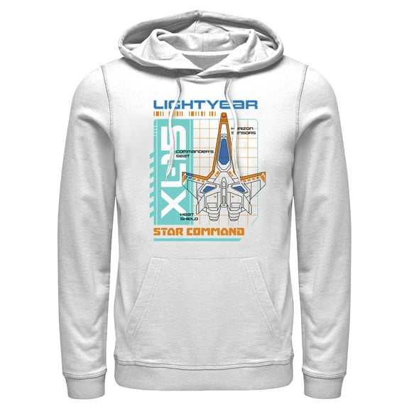 Men's Lightyear XL-15 Spaceship Blueprints Pull Over Hoodie White Small