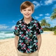 thumbnail image 2 of Tranfacy Unisex Kids 2-15 Years Summer Shirt Short Sleeve Collared Hawaiian Print Pocket Casual Tops, 2 of 4