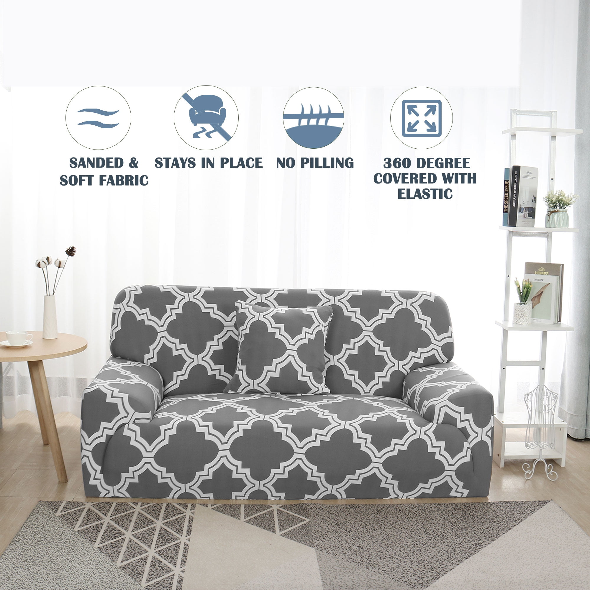 REGALWOVEN Stretch Sofa Slipcover Floral Print Washable Couch Cover, Medium, #L