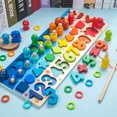 thumbnail image 1 of Juguetes educativos de matemáticas de madera Montessori para niños, tablero ocupado, forma de conteo, colores, rompecabezas de pesca, juguetes de aprendizaje, regalos, 1 of 6