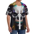 thumbnail image 2 of Kdxio Men's Hawaiian Shirt for Men Short Sleeve Shirt Modern Abstract Colorful Skull C Summer Casual Holiday Beach Button Down T-Shirts, 2 of 5