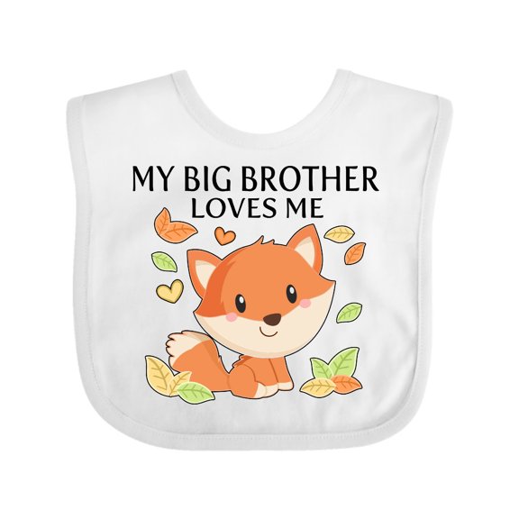 Inktastic My Big Brother Loves Me- Little Fox Boys or Girls Baby Bib