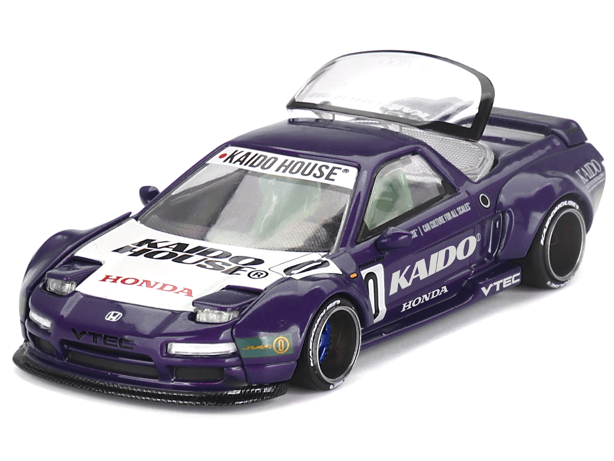 Mini GT KHMG173 Honda NSX Kaido Racing V2 No.0 Purple with White Hood & Graphics Designed by Jun Imai Kaido House Special 1-64 Scale Diecast Model Car