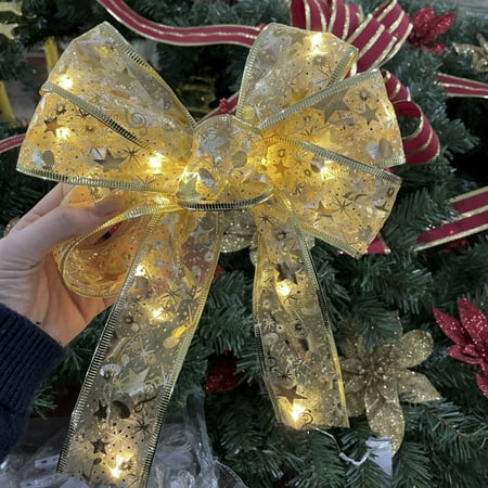 

Christmas Pendant Bow Decorative LED Xmas Tree Pendant with Lights for Festival Party YarnBatteries: 2 x Button Batt