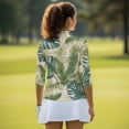 thumbnail image 5 of Uorisanigo Hawaiian Leaf Womens Golf Shirt Soft Washable Women's 3/4 Sleeve Golf Top with Zipper Comfortable Polyester Spandex Fabric Workout Sports Pullover Tennis Tops Size XL, 5 of 7