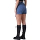 thumbnail image 3 of Pantalones cortos de mezclilla para mujer Inspire Chic, cargo, de imitación envolvente, de cintura alta, mini shorts, S, azul oscuro, 3 of 6