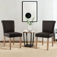 thumbnail image 3 of Subrtex Leather Upholstered Dining Chair with Nailheads and Solid Wood Legs, Set of 2, Brown, 3 of 9
