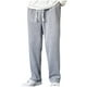 thumbnail image 2 of Pantalones largos casuales para hombre, de color sólido, con cintura elástica, cordón ajustable, bolsillo, tubo recto, deportivos, de poliéster., 2 of 9