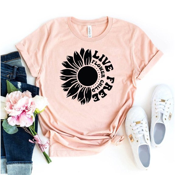 Live Free Flower Child T-shirt Summer Shirt Wild Tee Spirit Top Reading Gift Hippie Positive Inspirational Groovy Retro Psychedelic Power