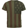 thumbnail image 2 of 4th of July American Flag Distressed Men's Soft T-Shirt Military Green LG, 2 of 2