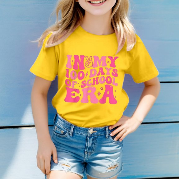 SNKSDGM Girls White T Shirts for Kids 3T Girls Cute Clothes for Teen Girls under 10 Shirts for Teen Kids Girls Child Short Sleeve Prints T Shirt Trendy Girls Fans Tops 90