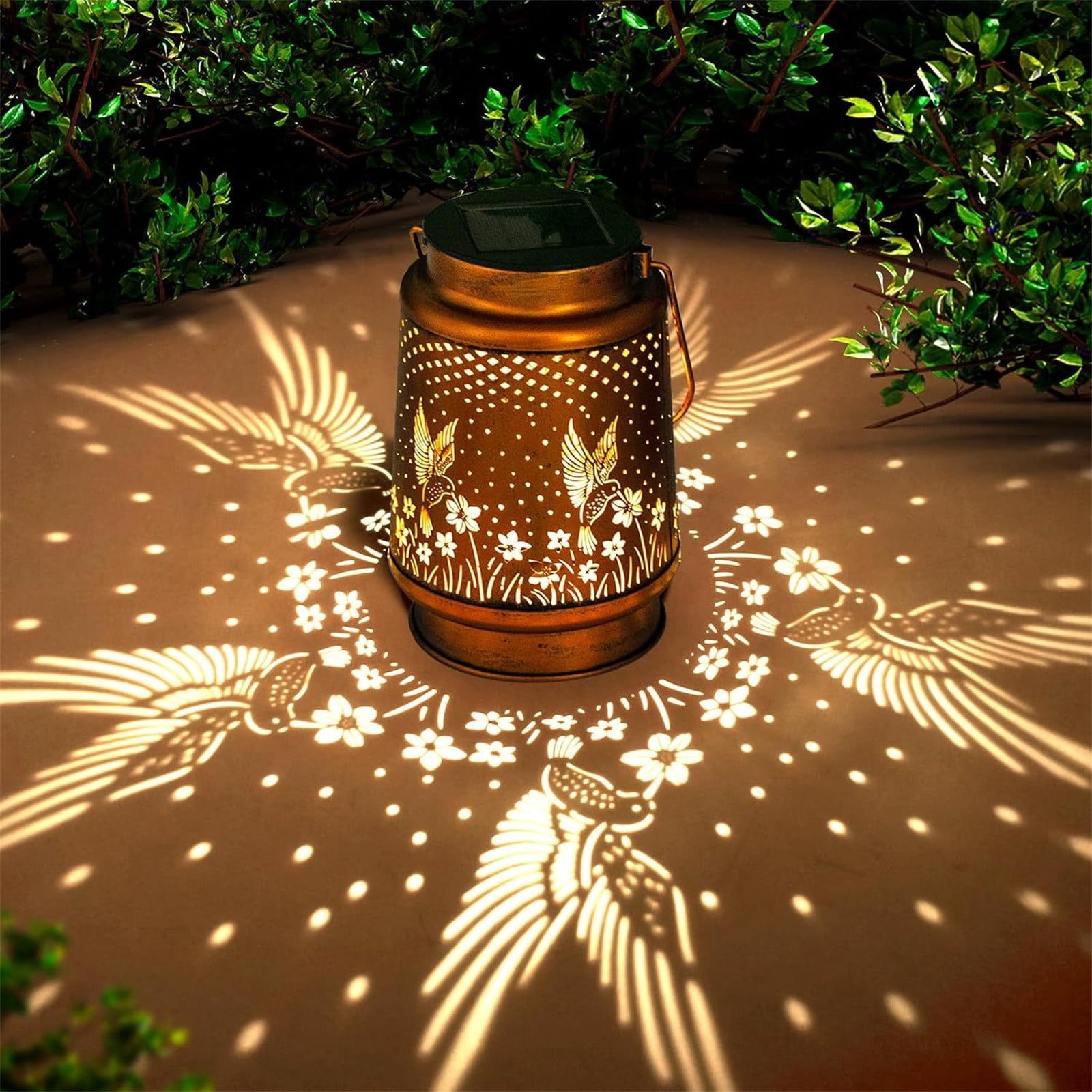 Solar Hummingbird Outdoor Projection Light | Solar Powered Garden Decor | Waterproof Pendant for Living Room Courtyard | Decorative Light with Nature Patterns