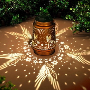 Solar Hummingbird Outdoor Projection Light | Solar Powered Garden Decor | Waterproof Pendant for Living Room Courtyard | Decorative Light with Nature Patterns