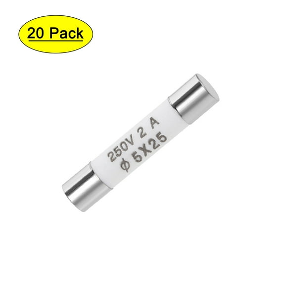 Automotive Cartridge Fuse 2A 250V 5x25mm Fast Blow Replacement for Car Stereo Audio Alarm Amplifier Ceramic 20pcs