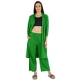 thumbnail image 5 of Inkmeso Womens 3 Pcs Nightwear Set Crop Tank Top Loose Pants & Front Open Shrug Sleepwear, 5 of 7