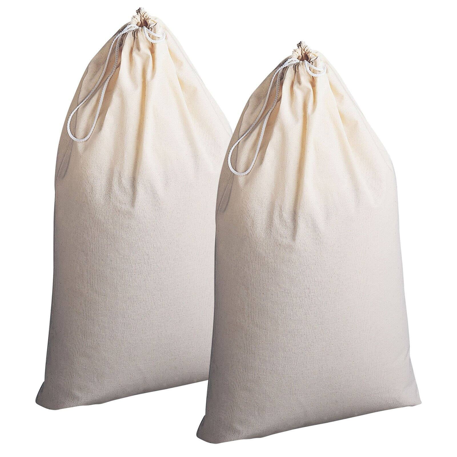 2 Pack Extra Large Natural Cotton Laundry Bag 28" x 36" Beige 