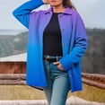 thumbnail image 3 of XPMWRP Women's Plus Size Gradient Color Fleece Jacket Long Sleeve Button Down Casual Coats Lapel Collar Winter Loose Jacket with Pockets Blue M, 3 of 7