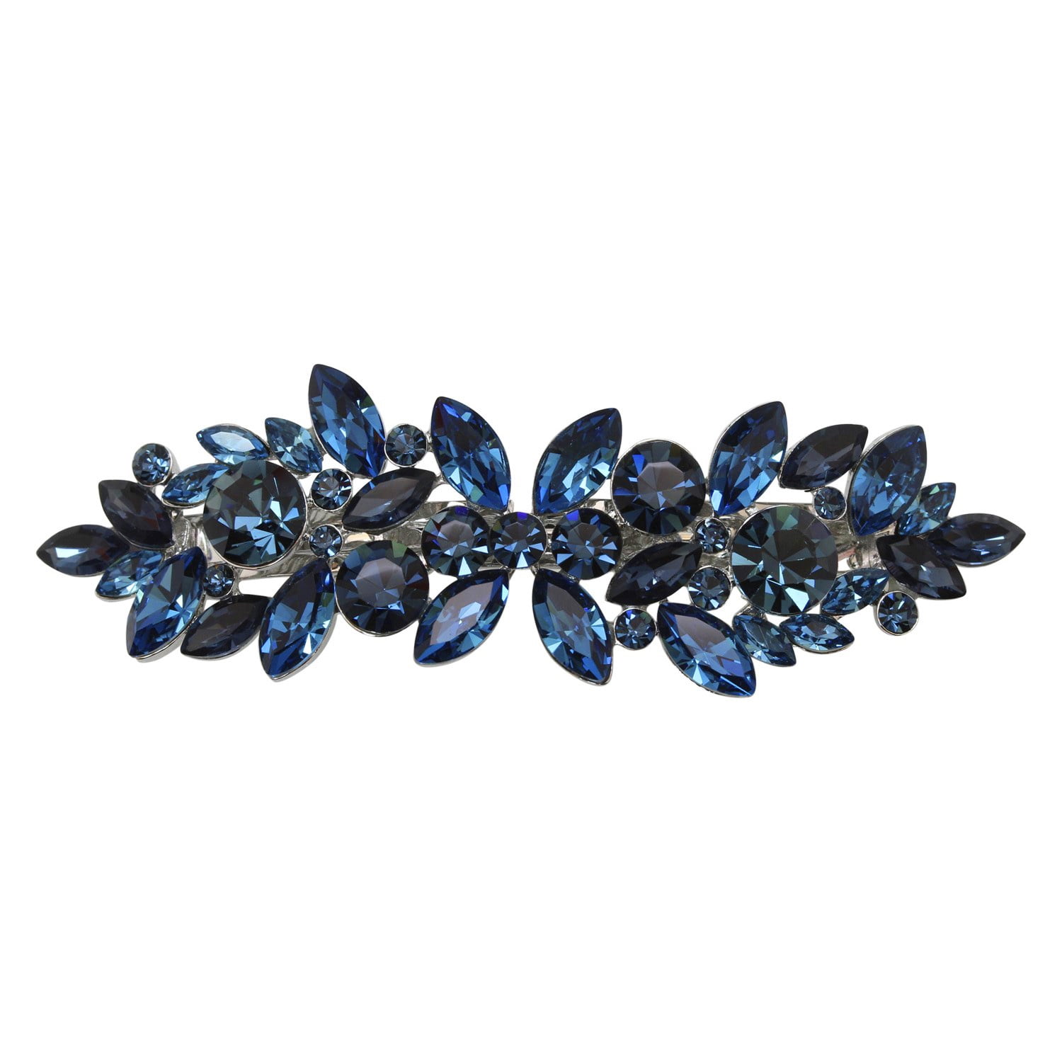 Faship Gorgeous Navy Blue Rhinestone Crystal Floral Hair Barrette Clip ...