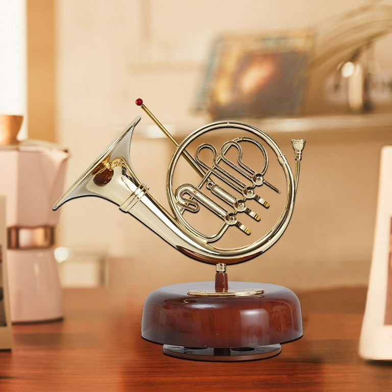Vistreck French Horn Music Box Classical Wind Up Musicbox Twirling