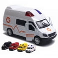 thumbnail image 2 of Simulated Pull Back Sound Light Ambulance Police Car Fire Truck Kids Toy Gift, 2 of 6