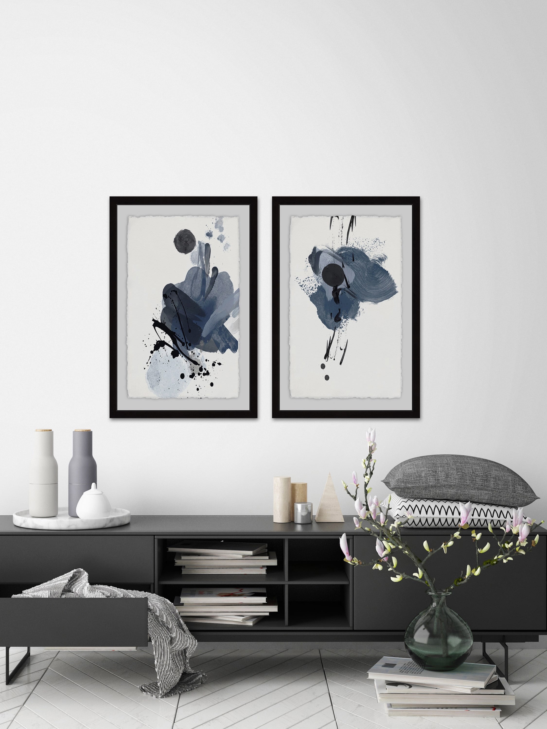 Marmont Hill Dark Strokes Diptych, 24" x 32"