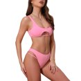 thumbnail image 4 of INSPIRE CHIC Women's Cutout Racerback Ribbed Bikini Sets, 2 Piece Scoop Neck Top Triangle Bottom Swimwear Bathing Suits Medium Pink, 4 of 5