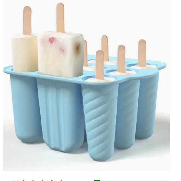 Moldes de silicona for paletas heladas, 9 piezas for hacer paletas heladas de fácil liberación con 50 palitos for golosinas caseras