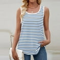 thumbnail image 2 of Women's Sleeveless Tank Tops Striped Fleece Slim Fit Tops Ribbed Crewneck Workout Shirt Cotton Crewneck Top for Women Casual Loose Fit Shirts,Blue,2XL, 2 of 9