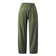 thumbnail image 3 of QLEICOM Womens Slacks Women's Wrinkle Free Relaxed Fit Straight Leg Pants Loose Solid Pockets Elastic Waist Comfortable Harem Ankle-Length Pants Wide Leg Pants Relaxed Fit Trousers Army Green M, 3 of 7