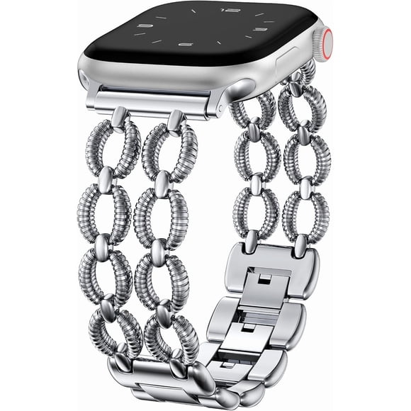 Biwat-Compatible with Apple Watch Strap Women 38/40/41/42/44/45/46/49mm Fancy Dual Twist Chain Metal Strap Dressy Designer Oval Link Bracelet for iWatch Series 11 10 9 8 7 6 5 4 SE/Ultra 3 2 1