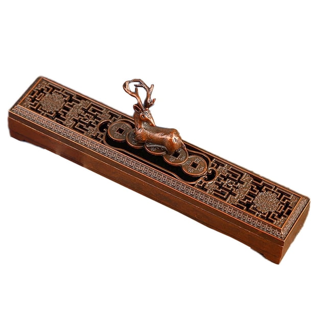 DOLITY Incense Burner Holder Carved for Teahouse Study Room Living Room Deer Copper