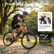 Electric Mountain Bicycle, 26 Tire E-Bike for Adults, 750W Peak Motor, 48V 7.8Ah Removable Battery, 7-Speed, UL2849, Front Suspension