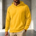 thumbnail image 4 of Trgacdwlo Men Fleece Hoodies Fall Winter Fuzzy Men's Sweatshirts and Hoodies Solid Color Long Sleeve Flannel Pullover Men with Pocket Yellow XL, 4 of 5