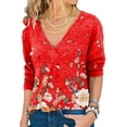 thumbnail image 3 of Gvmfive Womens Long Sleeve V Neck Floral Blouse Shirt Casual Tunic Tops, 3 of 5