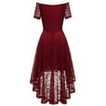 thumbnail image 4 of The Off Shoulder Vintage Dresses for Women's Lace Floral Cocktail Dress Hi-Lo Bridesmaid Formal Party Dress Wedding Guest, 4 of 4