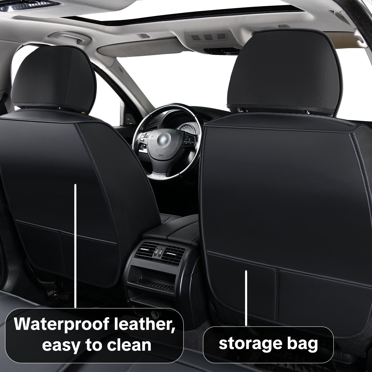 Leather Car Seat Covers, Universal Type, Suitable For Most Cars, Trucks, Suvs, And Vans, Waterproof And Non-Slip Protective Covers, Compatible With Airbags.