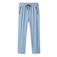 thumbnail image 6 of Inglocry Comfy Pants Elastic Drawstring Waist for Women Over 50,Stretch Active - Women's Ultra Stretch Ice Silk Comfort Casual Pants with Zipper Pocket Light Blue XL, 6 of 7