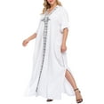 thumbnail image 2 of HDE Women UPF 30+ Kaftan Dress Oversize V Neck Long Plus Size Maxi Swim Cover Up, 2 of 5