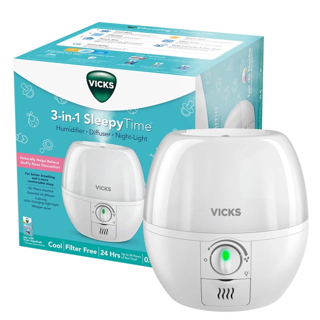 Vicks Humidificador Cool Mist 3 en 1 con Luz Nocturna