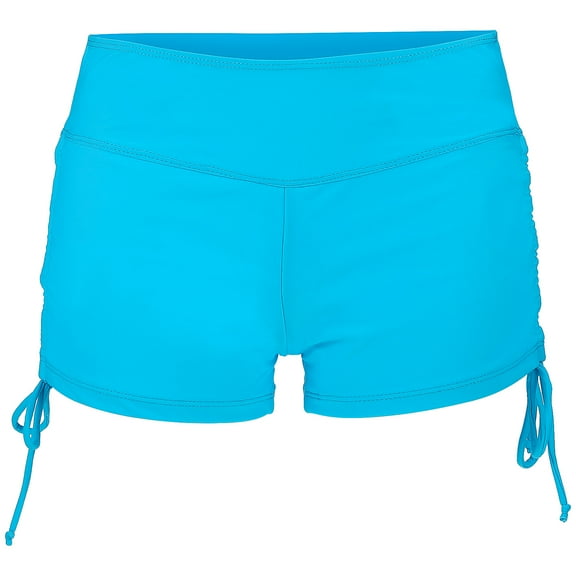 IDEANATEGRATE Women Swim Short 1Set Sky-Blue Nylon and Polyamide Quick-Drying Stretchable for Beach and Pool