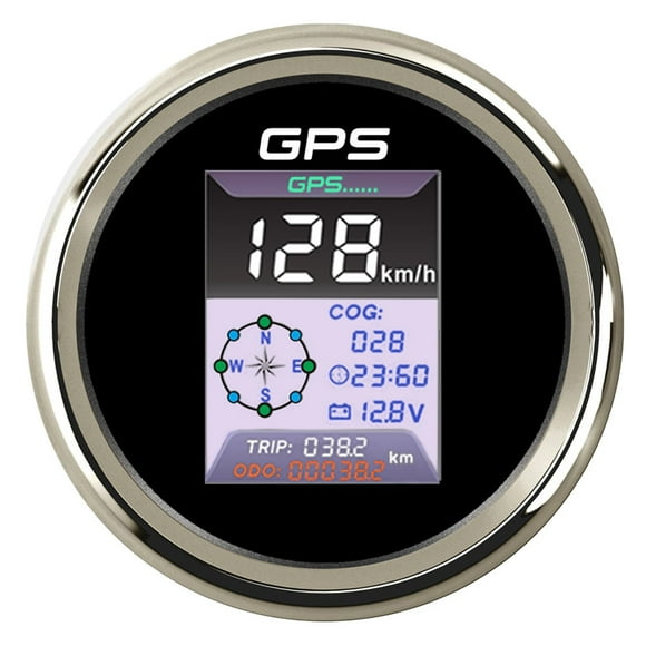 HD 85mm 3 In 1 Multifunctional Gauge 0-999km/h MPH Knots GPS Speedometer With 24 Hour Clock Voltmeter For Car Boat Ships 9-32V ,Universal Compatibility