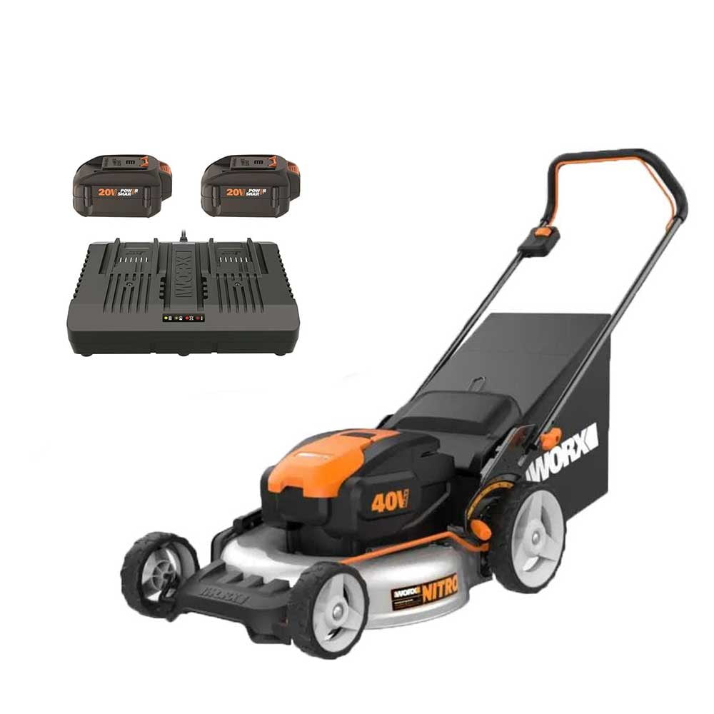 Worx WG751.3 20V X2 40V 20" Cordless LithiumIon Lawn Mower w/ 4.0Ah