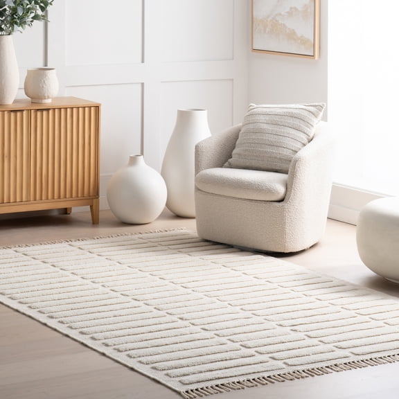 nuLOOM Zavira Solid Mid-Century Modern Area Rug, 5' x 8', Ivory