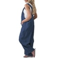 thumbnail image 2 of Linen Jumpsuits for Women Casual Loose Straps Overalls Baggy Wide Leg Harem Pants Rompers Dungarees Playsuit Trousers, 2 of 5
