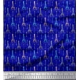 thumbnail image 1 of Soimoi Blue Japan Crepe Satin Fabric street lamp & Eiffel Tower Architectural Print Fabric by the Yard 42 Inch Wide, 1 of 3